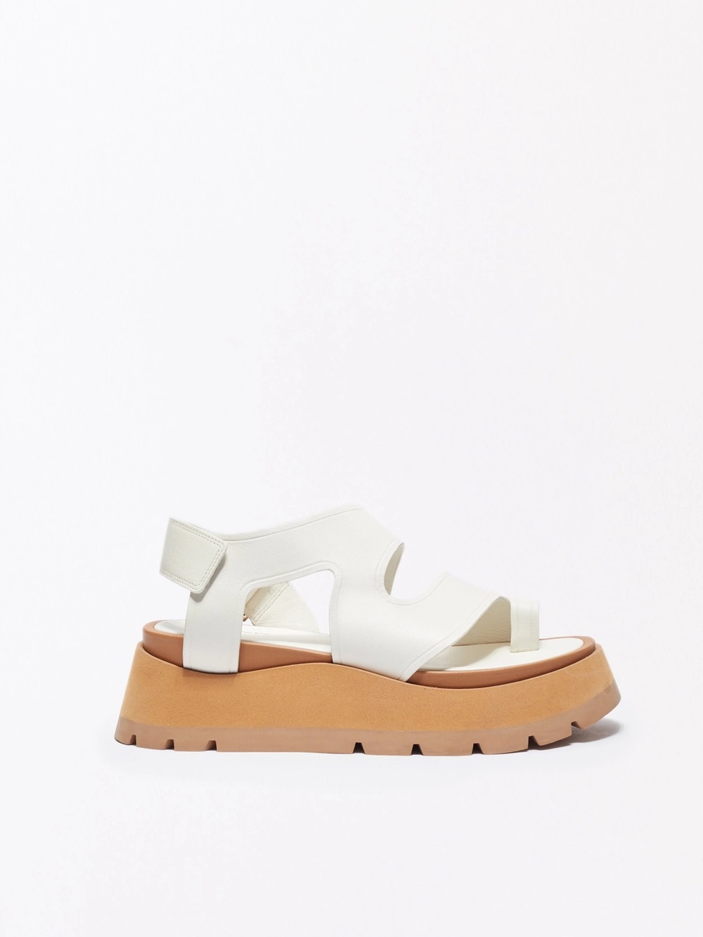 3.1 Phillip Lim White Leather Platform Sandal with Tan Sole